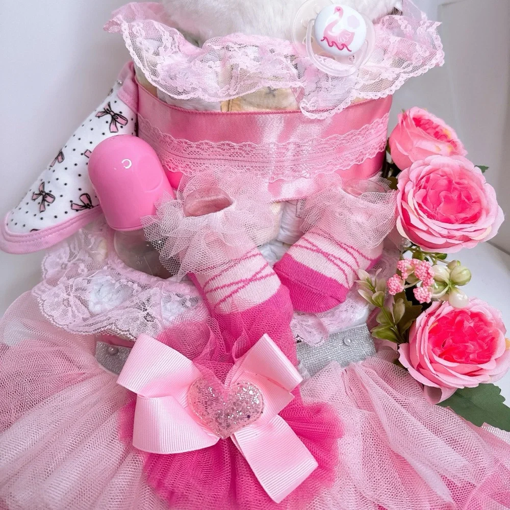 Swan Diaper Cake, Baby Shower Gift